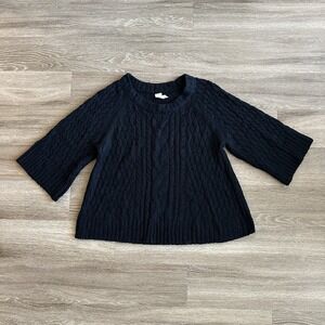 Faded Glory 3/4 Sleeve Knit Sweater Women's XL 16-18 Black Pullover